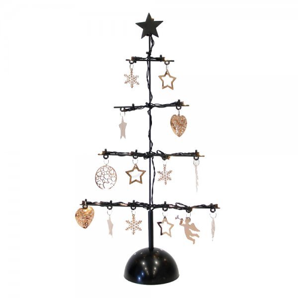 Χριστουγεννιάτικο Διακοσμητικό Μεταλλικό Δεντράκι, με Στολίδια και 19 LED (47cm)